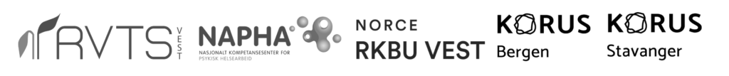 Bilde av logoene til RVTS, NAPHA, RKBU  Vest og KORUS. Man kan lese mer om dem ved å trykke på bildet.